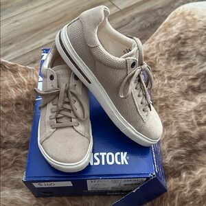 Birkenstock Tan Sneakers with Canvas Upper and Rubber Sole